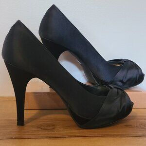Satin platform heels